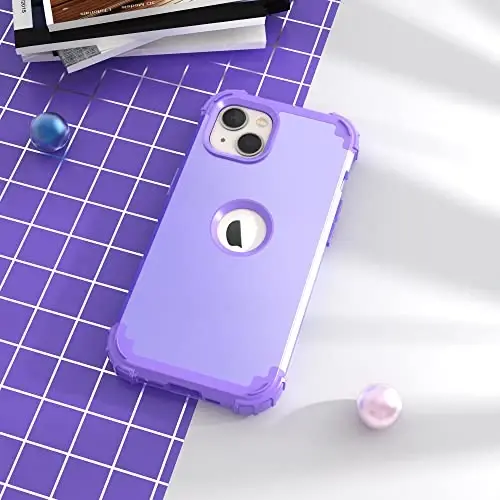 IDweel for iPhone 15 Plus Case with Screen Protector, 3 in 1 Shockproof Slim Fit Hybrid Heavy Duty Hard PC Cover Soft Silicone Bumper Full Body Case (Purple) - IDWEEL (1)