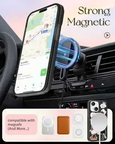 Lotadilo for iPhone 15 Plus Case for Women - Girls Kawaii Design Compatible with Magsafe Magnetic Ring Holder Stand Black Cat Phone Covers Aesthetic Girly TPU Funda for 15 Plus - 5