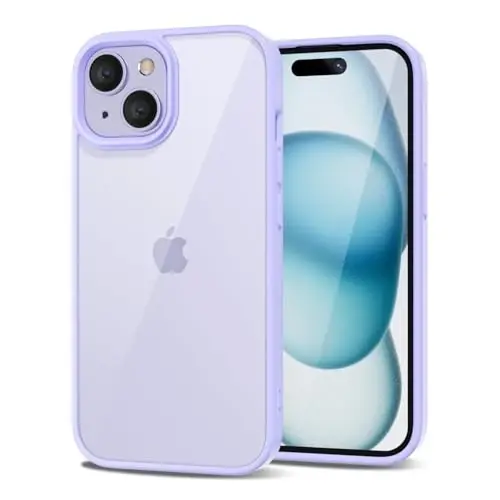 iPhone 15 Plus için LoeoeL Kılıfı Şeffaf, Transparan Hibrit 15 Plus Telefon Kılıfı [Sert Plastik ve Yumuşak Silikon Tampon] Akrilik Sararmayan İnce Koruyucu Kadın Kılıfı, Mor Lavanta 