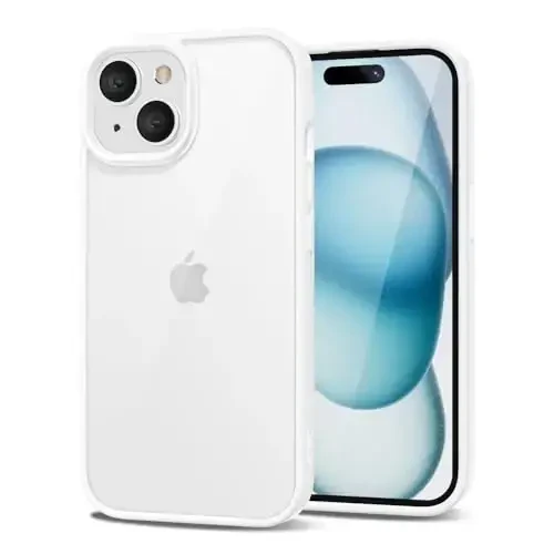 LoeoeL for iPhone 15 Plus Case Clear, Transparent Hybrid 15 Plus Phone Case [Hard Plastic & Soft Silicone Bumper] Acrylic Non Yellowing Thin Slim Protective Cover for Women, White - LOEOEL