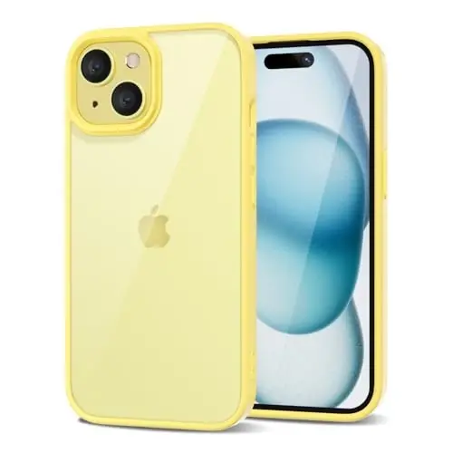 LoeoeL for iPhone 15 Plus Case Clear, Transparent Hybrid 15 Plus Phone Case [Hard Plastic & Soft Silicone Bumper] Acrylic Non Yellowing Thin Slim Protective Cover for Women, Yellow - 2