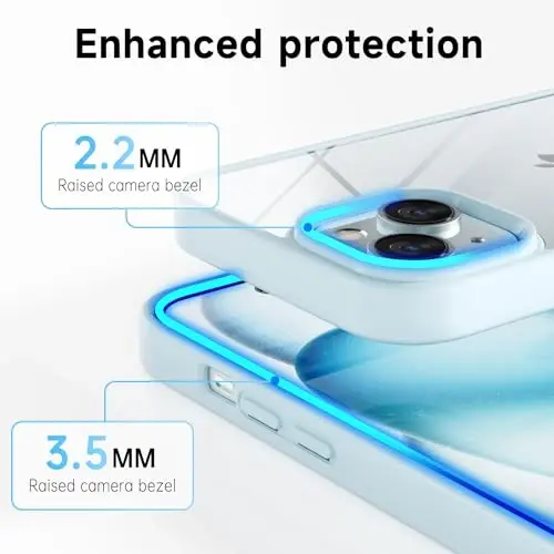 LoeoeL for iPhone 15 Plus Case Clear, Transparent Hybrid 15 Plus Phone Case [Hard Plastic & Soft Silicone Bumper] Acrylic Non Yellowing Thin Slim Protective Cover for Women, Light Blue - 5