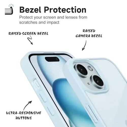 iPhone 15 Plus için LoeoeL Kılıfı Şeffaf, Transparan Hibrit 15 Plus Telefon Kılıfı [Sert Plastik & Yumuşak Silikon Tampon] Akrilik Sararmayan İnce Koruyucu Kadınlar için Kılıf, Açık Mavi - 4