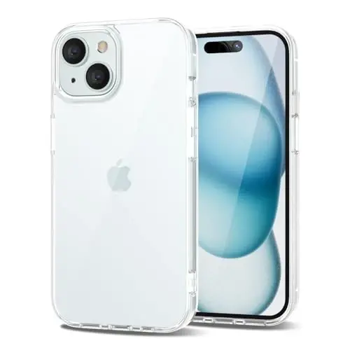 LoeoeL for iPhone 15 Plus Case Clear, Transparent Hybrid 15 Plus Phone Case [Hard Plastic & Soft Silicone Bumper] Acrylic Non Yellowing Thin Slim Protective Cover for Women, Crystal Clear 