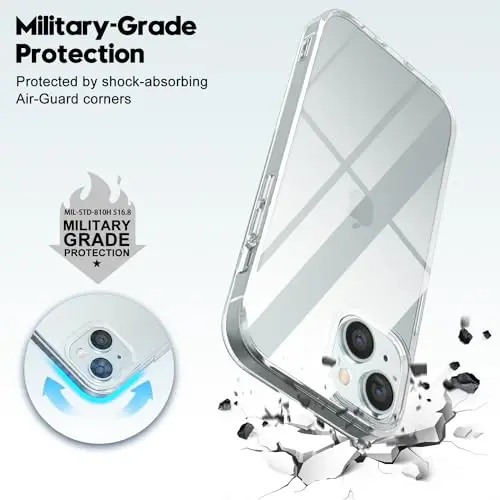 LoeoeL for iPhone 15 Plus Case Clear, Transparent Hybrid 15 Plus Phone Case [Hard Plastic & Soft Silicone Bumper] Acrylic Non Yellowing Thin Slim Protective Cover for Women, Crystal Clear - 6