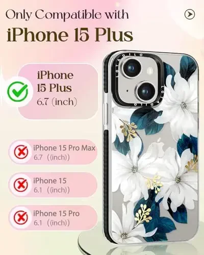 Lotadilo for iPhone 15 Plus Case for Women - Girls Kawaii Design Compatible with Magsafe Magnetic Ring Holder Stand Blue Flower Phone Covers Aesthetic Girly TPU Funda for 15 Plus - LOTADILO (1)