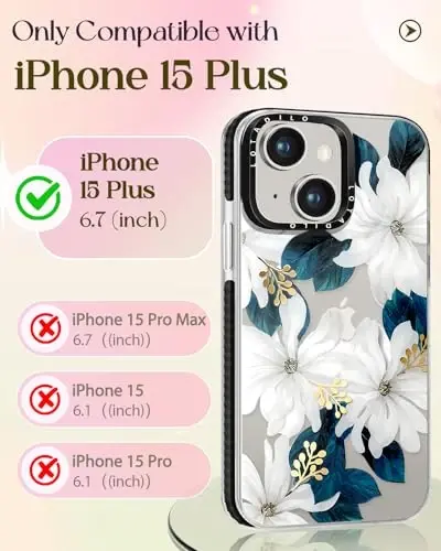 Lotadilo for iPhone 15 Plus Case for Women - Girls Kawaii Design Compatible with Magsafe Magnetic Ring Holder Stand Blue Flower Phone Covers Aesthetic Girly TPU Funda for 15 Plus - 2