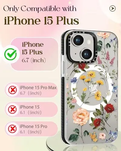 iPhone 15 Plus için Lotadilo Kadın Kılıfı - Kız Çocukları Kawaii Tasarımı Magsafe Manyetik Halka Tutucu Stand Retro Çiçek Telefon Kapakları Estetik Kız TPU Funda 15 Plus için - 2