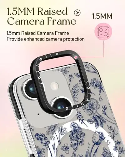 Lotadilo for iPhone 15 Plus Case for Women - Girls Kawaii Design Compatible with Magsafe Magnetic Ring Holder Stand Line Flower Phone Covers Aesthetic Girly TPU Funda for 15 Plus - 3