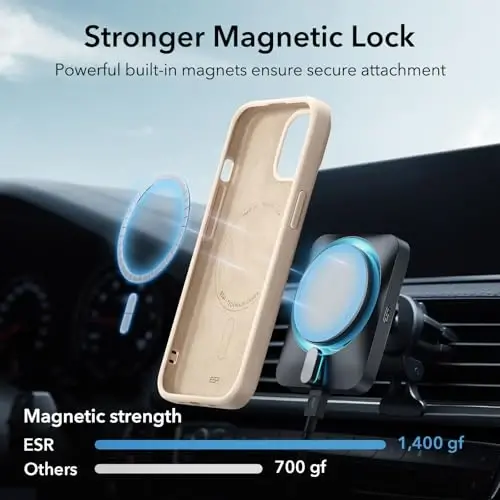 ESR for iPhone 15 Plus Case with MagSafe, Supports Magnetic Charging, Slim Liquid Silicone Case, Shock Absorbing, Screen and Camera Protection, Cloud Series, Light Tan - 3