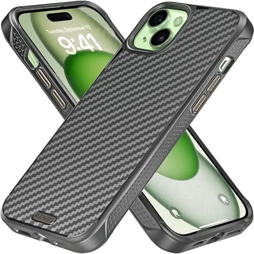 REBEL Case for iPhone 15 Plus [Gen-5 Aramid Fiber] Strong MagSafe Compatible, Grippy Sides, Shockproof Corners, CNC Metal Buttons, Upgraded Protective Design, 6.7 Inch Phone 2023 (Black) - REBEL
