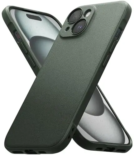 Ringke Onyx for iPhone 15 Plus Case, [Feels Good in The Hand] Oil & Dirt Resistant, Individual Lens Covers for Cameras, Non-Slip Enhanced Grip Lightweight Cover - Dark Green - 1