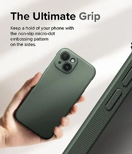 Ringke Onyx for iPhone 15 Plus Case, [Feels Good in The Hand] Oil & Dirt Resistant, Individual Lens Covers for Cameras, Non-Slip Enhanced Grip Lightweight Cover - Dark Green - 4
