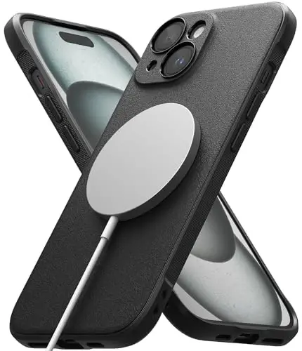 Ringke Onyx for iPhone 15 Plus Case, [Compatible with MagSafe] Oil & Dirt Resistant, Individual Lens Covers for Cameras, Non-Slip Enhanced Grip Lightweight Cover - Magnetic Black - 1