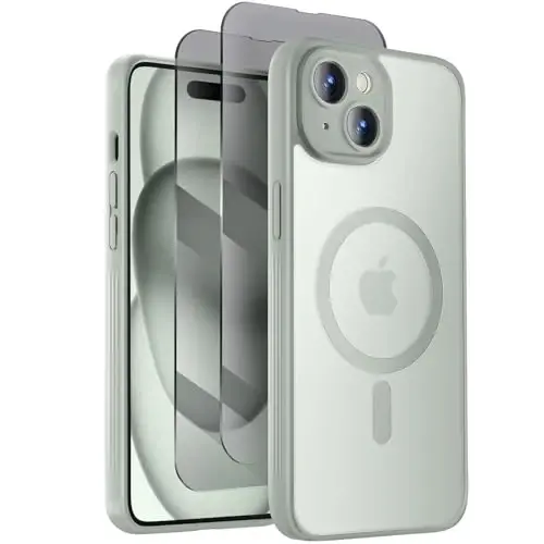 Symcele Designed for iPhone 15 Plus Case, Compatible with MagSafe, with Privacy Screen Protectors X2, [Camera Protection] [15FT Military Drop Protection] Shockproof Phone Case, 6.7