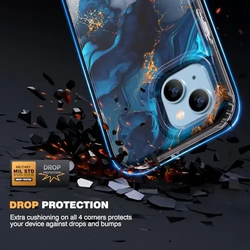 Diaclara Designed for iPhone 15 Plus Case 6.7 Inch, Full Body Rugged Case with Built-in Touch Sensitive Anti-Scratch Screen Protector + Glass Camera Lens Protector for iPhone 15 Plus,Water Blue - 3