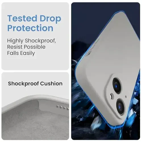 FireNova Designed for iPhone 15 Plus Case, Silicone [Camera Protection] Case with [2 Screen Protectors], Soft Anti-Scratch Microfiber Lining Inside, 6.7 inch, Natural Titanium - 4