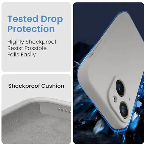 FireNova Designed for iPhone 15 Plus Case, Silicone [Camera Protection] Case with [2 Screen Protectors], Soft Anti-Scratch Microfiber Lining Inside, 6.7 inch, Natural Titanium - 4