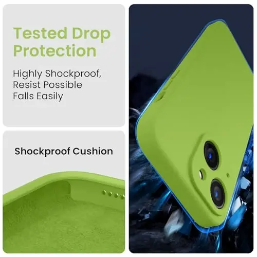 FireNova Designed for iPhone 15 Plus Case, Silicone [Camera Protection] Case with [2 Screen Protectors], Soft Anti-Scratch Microfiber Lining Inside, 6.7 inch, Sprout Green - 4