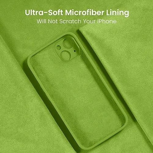 FireNova Designed for iPhone 15 Plus Case, Silicone [Camera Protection] Case with [2 Screen Protectors], Soft Anti-Scratch Microfiber Lining Inside, 6.7 inch, Sprout Green - 5