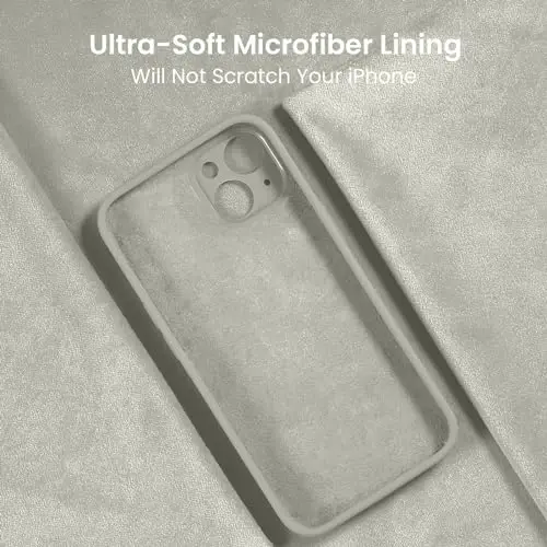 FireNova Designed for iPhone 15 Plus Case, Silicone [Camera Protection] Case, Soft Anti-Scratch Microfiber Lining Inside, 6.7 inch, Stone - 5