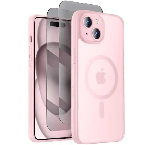 iPhone 15 Plus için Tasarlanmış Symcele Kılıfı, MagSafe Uyumlu, 2 Adet Gizlilik Ekran Koruyuculu, [Kamera Koruması] [4,5 Metre Askeri Düşme Koruması] Darbeye Dayanıklı Telefon Kılıfı, 6.7