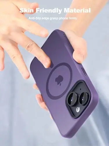 Tigowos Cellular Phone Case for iPhone 15 Plus & iPhone 14 Plus, Magnetic MIL-Grade Drop Tested, Matte Back Cover, Deep Purple - 4