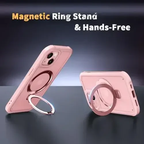 Diaclara Designed for iPhone 15 Plus Case 6.7'', Translucent Matte Back Slim Shockproof Full Body Rugged Case w/Built-in Screen Protector+Ring Stand,Black - 2