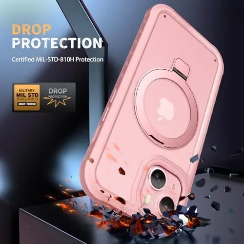 Diaclara Designed for iPhone 15 Plus Case 6.7'', Translucent Matte Back Slim Shockproof Full Body Rugged Case w/Built-in Screen Protector+Ring Stand,Black - 5