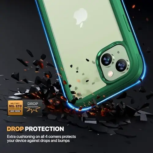 Diaclara Designed for iPhone 15 Plus Case 6.7 Inch, Full-Body Clear Bumper Cases w/Built-in Screen Protector, 360 Protective Rugged Case + Glass Camera Lens Protector,Mint Green - 3