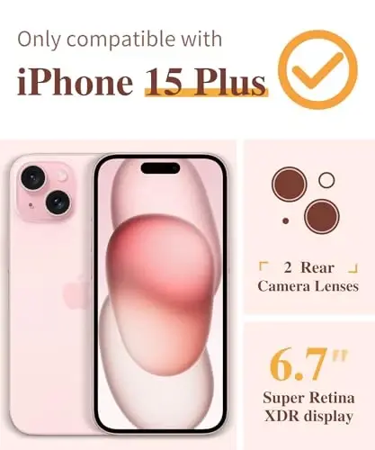 iPhone 15 Plus Kılıfı Çiçekli, Ekran Koruyucu ve Kamera Lens Koruyuculu, [Sararmaz] Kadınlar İçin Yumuşak Darbe Emici Şeffaf Telefon Kılıfı, Çiçek Desenli Tasarım 6.7