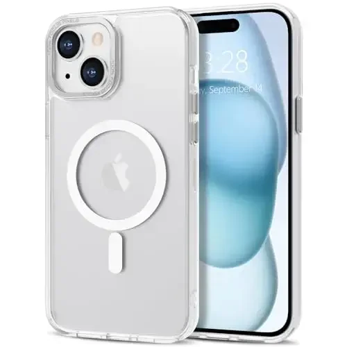 Anuck Case for iPhone 15 Plus Case Magnetic Phone Case Compatible with MagSafe, Soft TPU Bumper Hard Translucent Matte Back Slim Fit Shockproof Protective Cover for Men Women Girls - White - 1