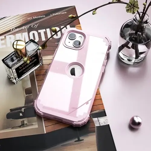 IDweel for iPhone 15 Plus Case with Screen Protector, 3 in 1 Shockproof Slim Fit Hybrid Heavy Duty Hard PC Cover Soft Silicone Bumper Full Body Case (Glitter Pink) - 4