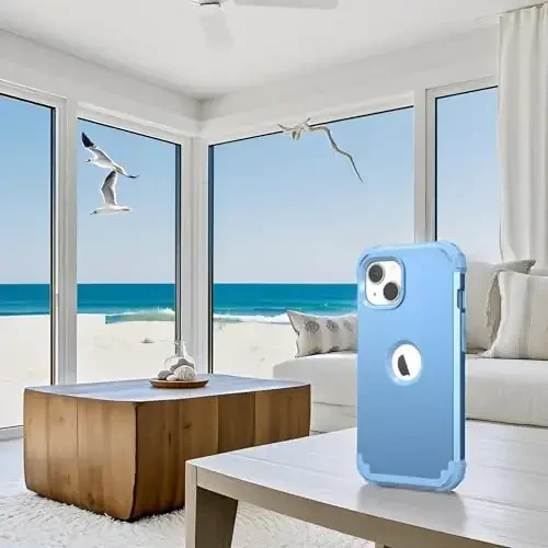 IDweel for iPhone 15 Plus Case with Screen Protector, 3 in 1 Shockproof Slim Fit Hybrid Heavy Duty Hard PC Cover Soft Silicone Bumper Full Body Case (Peace Blue) - 3