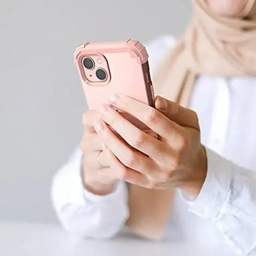 IDweel for iPhone 15 Plus Case with Screen Protector, 3 in 1 Shockproof Slim Fit Hybrid Heavy Duty Hard PC Cover Soft Silicone Bumper Full Body Case (Rose Gold) - 4