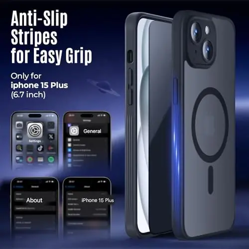 Symcele Designed for iPhone 15 Plus Case, Compatible with MagSafe, with Privacy Screen Protectors X2, [Camera Protection] [15FT Military Drop Protection] Shockproof Phone Case, 6.7