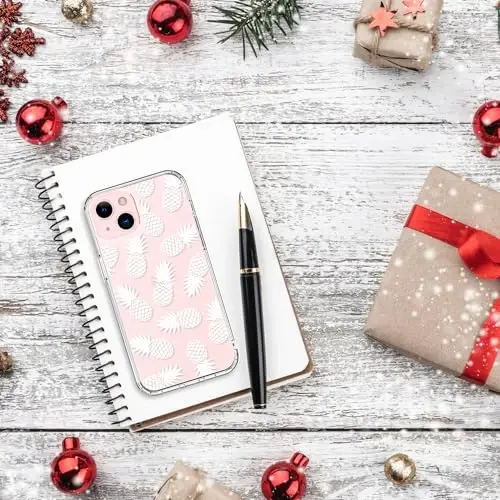 bicol Compatible with iPhone 15 Plus Case, Crystal Acrylic Clear with Fashionable Pattern Designs for Girls Women, Slim Fit Shockproof Protective Phone Cover 6.7 inch,Pineapples - 6