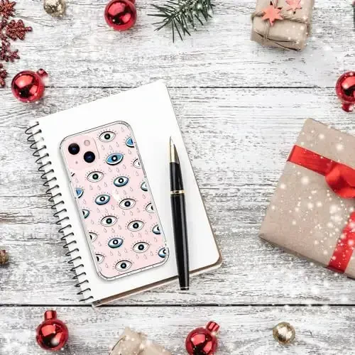 bicol Compatible with iPhone 15 Plus Case, Crystal Acrylic Clear with Fashionable Pattern Designs for Girls Women, Slim Fit Shockproof Protective Phone Cover 6.7 inch,Designer Eyes - 6