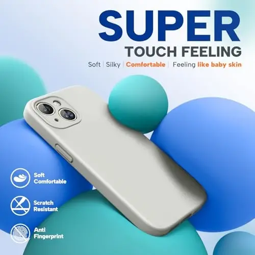 Miracase Compatible with iPhone 15 Plus Case, [Soft Anti-Scratch Microfiber Lining], Liquid Silicone Case Gel Rubber Shockproof Drop Protection Phone Case for iPhone 15 Plus, Stone - 2