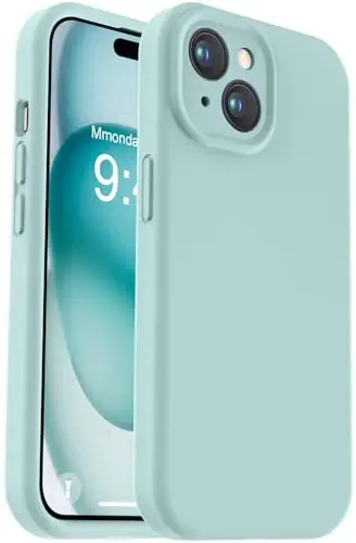 Vooii Compatible with iPhone 15 Plus Case, Upgrade Liquid Silicone [Enhanced Camera Protection] [Soft Anti-Scratch Microfiber Lining] Shockproof Phone Case for iPhone 15 Plus 6.7 inch - Mint 