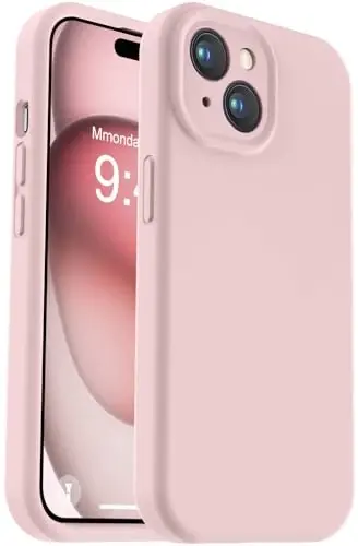 Vooii Compatible with iPhone 15 Plus Case, Upgrade Liquid Silicone [Enhanced Camera Protection] [Soft Anti-Scratch Microfiber Lining] Shockproof Phone Case for iPhone 15 Plus 6.7 inch - Pink Sand - 1