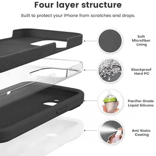 Vooii Compatible with iPhone 15 Plus Case, Upgrade Liquid Silicone [Enhanced Camera Protection] [Soft Anti-Scratch Microfiber Lining] Shockproof Phone Case for iPhone 15 Plus 6.7 inch - Black - 2