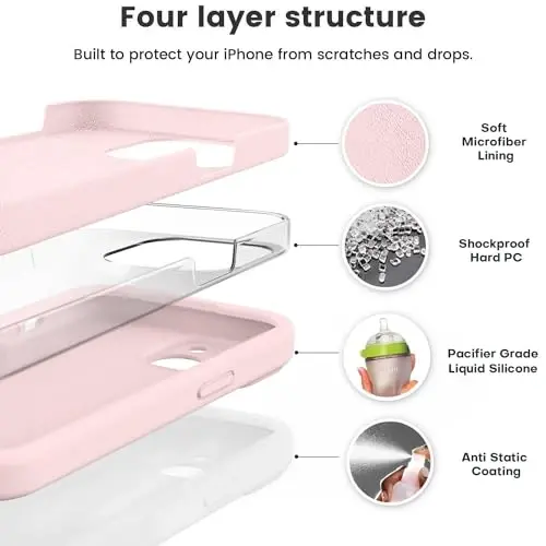 Vooii Compatible with iPhone 15 Plus Case, Upgrade Liquid Silicone [Enhanced Camera Protection] [Soft Anti-Scratch Microfiber Lining] Shockproof Phone Case for iPhone 15 Plus 6.7 inch - Chalk Pink - 2