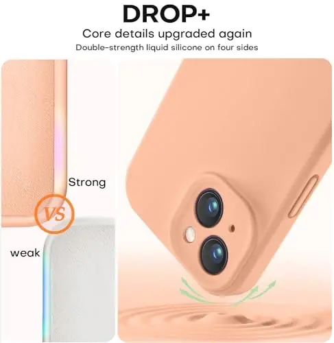 Vooii Compatible with iPhone 15 Plus Case, Upgrade Liquid Silicone [Enhanced Camera Protection] [Soft Anti-Scratch Microfiber Lining] Shockproof Phone Case for iPhone 15 Plus 6.7 inch - Cantaloupe - 4