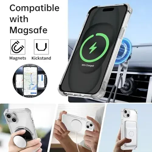 IYTRRYH for iPhone 15 Plus Case Magnetic Compatible with MagSafe,with 2 Screen Protectors,Built-in Camera Cover+Kickstand Ring,Military Grade Drop Shockproof Heavy Duty Protection Phone Bumper Clear - 2