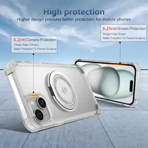 IYTRRYH for iPhone 15 Plus Case Magnetic Compatible with MagSafe,with 2 Screen Protectors,Built-in Camera Cover+Kickstand Ring,Military Grade Drop Shockproof Heavy Duty Protection Phone Bumper Clear - 7