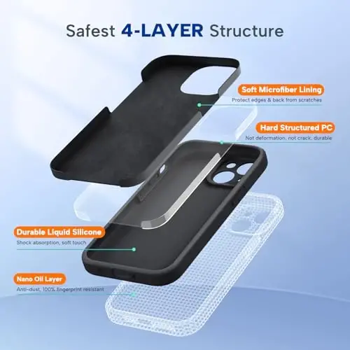 Miracase Compatible with iPhone 15 Plus Case, [Soft Anti-Scratch Microfiber Lining], Liquid Silicone Case Gel Rubber Shockproof Drop Protection Phone Case for iPhone 15 Plus, Black - 4