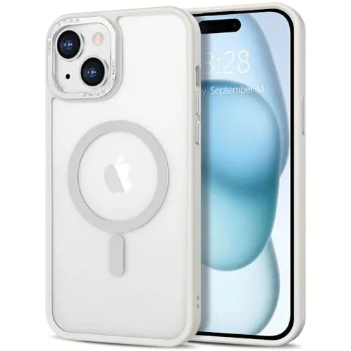 iPhone 15 Plus uchun Anuck Case magnitli telefon qutisi MagSafe bilan mos keladi, yumshoq TPU bamperi qattiq yarim shaffof mat orqa nozik zarbga chidamli himoya qopqog'i erkaklar ayollar qizlar uchun - krem oq 