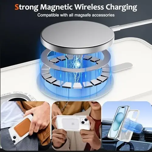 iPhone 15 Plus uchun Anuck Case magnitli telefon qutisi MagSafe bilan mos keladi, yumshoq TPU bamperi qattiq yarim shaffof mat orqa nozik zarbga chidamli himoya qopqog'i erkaklar ayollar qizlar uchun - krem oq - ANUCK (1)