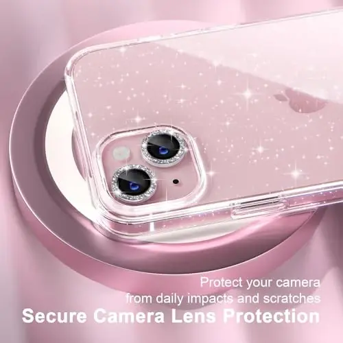 iPhone 15 Plus uchun Choiche mos keladigan g‘ilof, ayollar uchun chiroyli shaffof yaltiroq g‘ilof, [2 x olmosli kamera linzalari himoyachisi] [2 x закаленное shisha ekran himoyachisi] 6,7 dyuym (yaltiroq shaffof) - 3